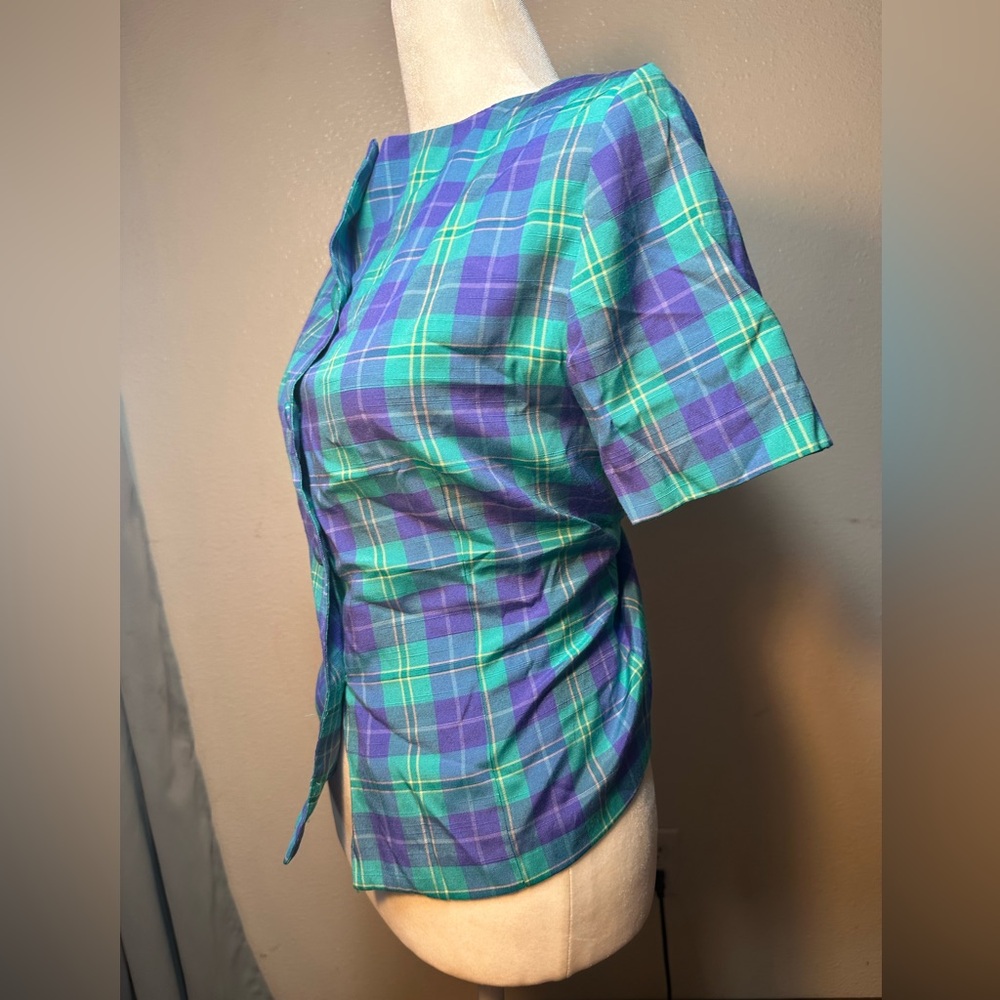 Vintage 1970's Plaid Punk Math Nerd two tone women size 10p - Picture 10 of 10